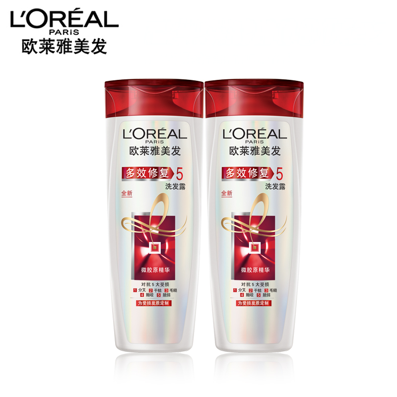 L'OREAL 欧莱雅美发多效修复洗发水套装400ml*2 强韧发丝减少分叉产品展示图1