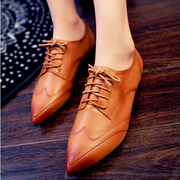 Fall 2015 designer shoes leather with flat deep flat-bottom shoes tipped with small ladies casual shoes leather shoes