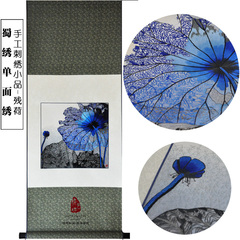 蜀绣成品挂画手工刺绣挂画超越苏绣荷花成品四川特产挂画丝线绣画