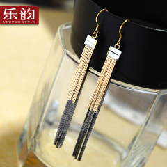 Korea fashion long Crystal temperament hypoallergenic earrings 925 white fungus with hook and tassel earrings women''s earrings earring