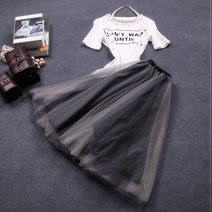 2015 spring and summer dress new women's t-yarn cotton two-piece slim suit skirt skirts dress dresses