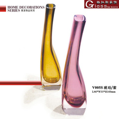 迷你双层套色手工吹制水晶玻璃花瓶 琥珀色与粉红色可选新房装饰