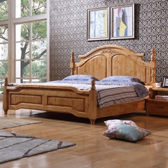 美式实木床 1.8米美式乡村双人床欧式小户型储物床全柏木原木床
