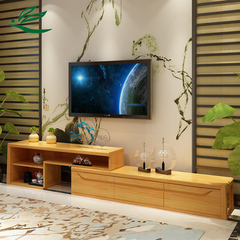华逸轩 榉木电视组合柜 现代客厅多功能储物柜 全实木伸缩电视柜
