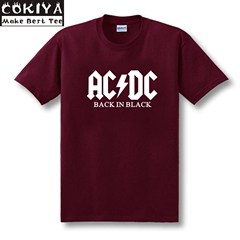 ACDC金属摇滚乐队 Back in black 短袖T恤 AC/DC T恤男 宽松纯棉