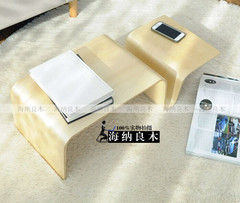 飘窗小桌日韩式简约宜家床上用实木笔记本电脑矮桌弯曲桦木懒人桌