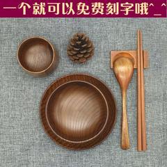 防摔木碗大号 日式婴儿童宝宝碗小 实木星空米饭碗 木制餐具 包邮
