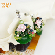 Mu-Mu-female national sweet elegant fashion jewelry earrings temperament hypoallergenic synthetic Malay jade earrings Z11