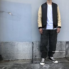 MOSSI摩西真牛皮棒球服夹克男短款外套VISVIM风余文乐潮自主品牌