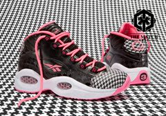 Reebok Question Mid锐步 女篮球鞋 黑色千鸟格纹 粉 M43987