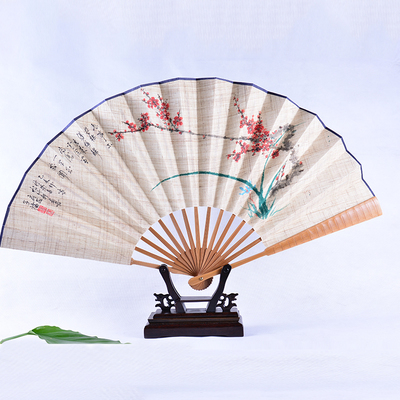 扇艺大师陈子福 荣昌全竹骨折扇 寻梅