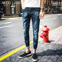 Aieco2016冬季新款男士牛仔裤韩版修身小脚休闲长裤青年潮男长裤