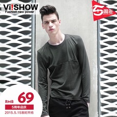 Viishow spring and autumn 2015 men's crewneck long sleeves t shirt men's cotton fashion t shirt men new jackets