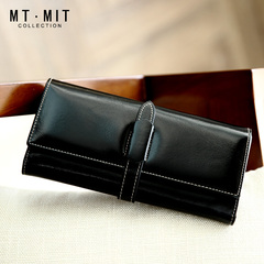 MTMIT2017新款钱包女头层牛皮抽带三折大容量钱包女时尚品质钱包