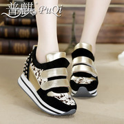 Puqi Korean version of the stealth high women shoes leather sport platform platform shoes 8-10cm Velcro