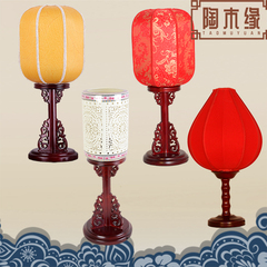 中式羊皮纸台灯古典仿羊皮灯罩实木书桌灯仿古卧室床头装饰台灯具