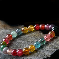 Precious crystal transparent Rainbow gaudy old pit female 7.5MM containing Indicolite tourmaline bracelet bracelets