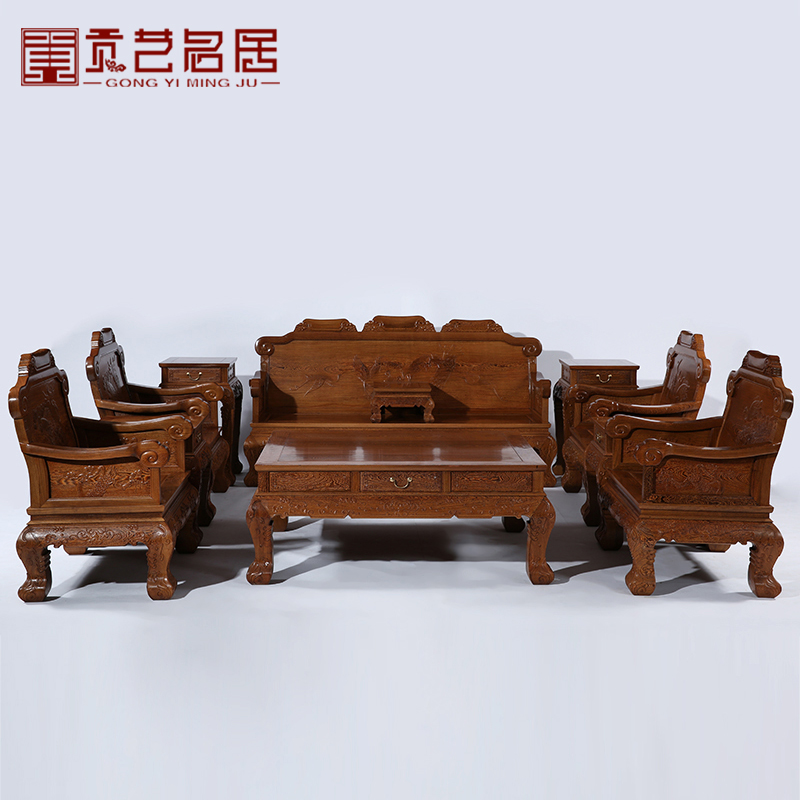 红木家具全鸡翅木宝座沙发十一件套组合明清中式原木别墅会所沙发在类目 住宅家具, 红木家具, 红木沙发中 - 来自Buy2taobao.com提供专业的淘宝代购服务