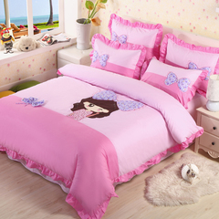 床上用品可爱卡通四件套纯棉女孩童床单款被套全棉三4件套1.8m床