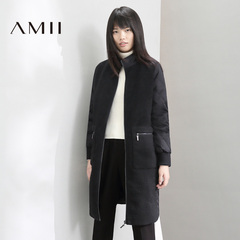 1Amii[极简主义]2016冬季新款90绒修身过膝加厚羽绒服女装宽松