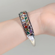 Thai Thai silver bracelet 925 Silver jewelry products under the stylish retro colorful gemstone bracelet