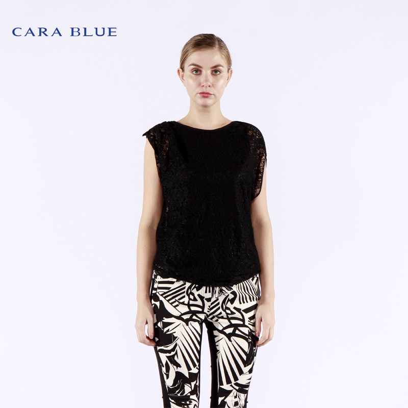 清仓carablue女装夏季高端气质通勤ol蕾丝无袖上衣kr142mwb0040