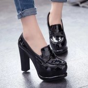 2015 spring new female thick-bottomed shoes platform heels Europe and shallow, circular head sexy women's tide