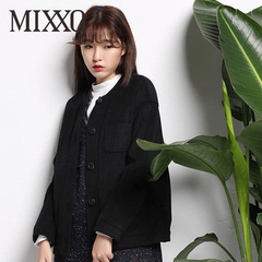 mixxo韩国衣恋2016年冬季宽松舒适短款呢子大衣MIJH64T71C