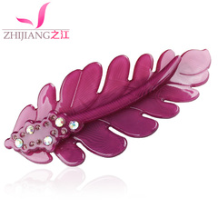 Zhijiang leaf Barrette clip hair hair spring clip top clip bangs hair simple ponytail leaves horizontal clamps