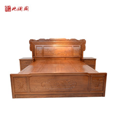 滟澜阁红木 非洲花梨双人床 中式实木大床 1.8/1.5米睡床卧室家具
