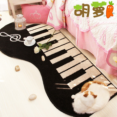 卡通超厚实床前毯床边毯 猫咪钢琴 创意卧室客厅沙发床边床前地毯