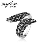 Thai Thai silver mark 925 Silver racing four-leaf clover ring ring finger ring jewelry Korean version