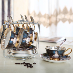 咖啡杯套装欧式复骨瓷创意英式陶瓷咖啡杯碟红茶杯带架子勺子
