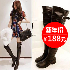 2016 spring new Korean low side zip boots, flat knee boots boots sexy women boots