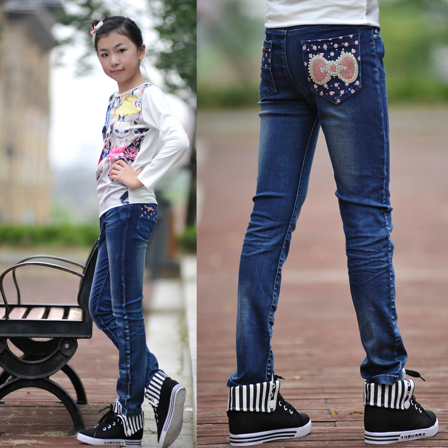 儿童牛仔裤女大童牛仔裤长裤童装单裤女童裤子休闲弹力裤子春夏款