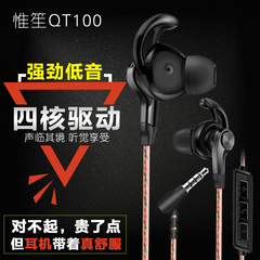 惟笙 QT100圈铁耳机入耳式动铁耳机双单元HIFI线控通话运动耳机