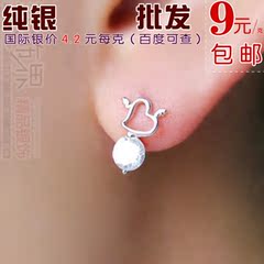 恋饰界小天使正品925纯银耳钉女镀白金防氧化 防过敏049-