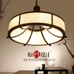 新中式吊灯圆形大气客厅灯现代创意复古书房卧室餐厅铁艺禅意灯具