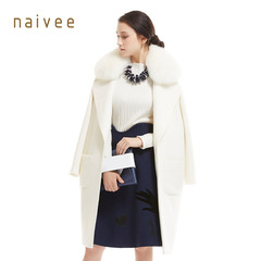 Naivee/纳薇冬专柜新品气质淑女狐狸毛领长大衣1582240S1