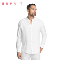 【折】ESPRIT 男士简约款纯色长袖麻质衬衫-055EO2F017吊牌价499