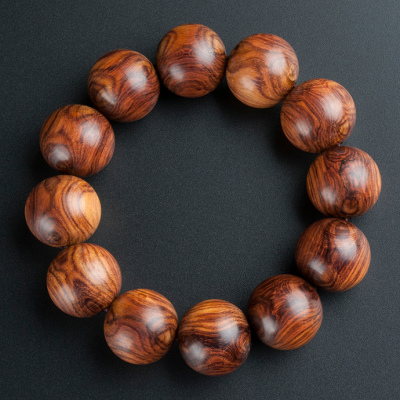 精品鬼脸花纹 越南黄花梨手串 直径20mm b5