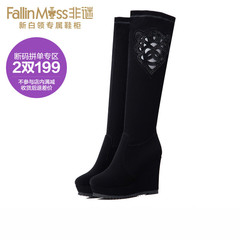 Non-mystery wedges in autumn and winter boots, thin leg boots stylish waterproof high boots suede wedges cut women's boots