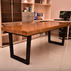 简约现代复古铁艺实木电脑桌餐桌办公桌会议桌书桌长桌子台式家用