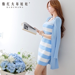 Dress girls big pink doll summer 2015 new blue spell OL preclusion temperament two-piece dress