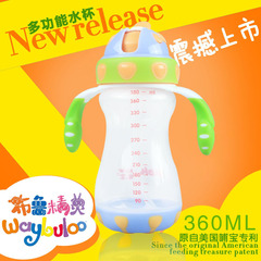 宝宝吸管训练杯哺宝防漏奶瓶通用多功能婴儿童水杯带手柄PP喝水瓶
