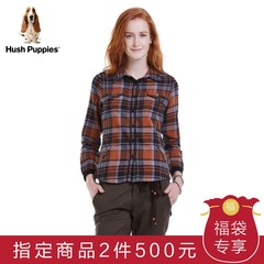 Hush Puppies/暇步士 女装修身格纹长袖衬衣|HA-13718