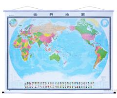 【买一赠三】世界地图挂图2.3米X1.7米新版高清双面覆膜防水拼接实木堵头办公室会议室专用挂图领导满意放心限区包邮急速发货