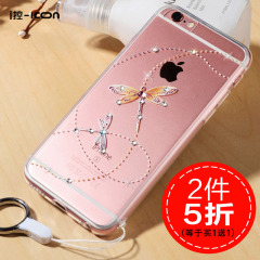 ICON iphone6s手机壳苹果6plus硅胶套透明防摔挂绳软壳水钻女新款