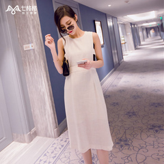 Seven space space OTHERMIX2015 new design white sundress summer linen sleeveless dress