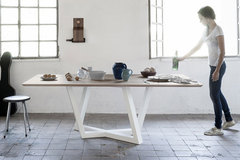 美式复古铁艺餐桌家用小户型餐桌组合loft做旧家具实木办公桌书桌